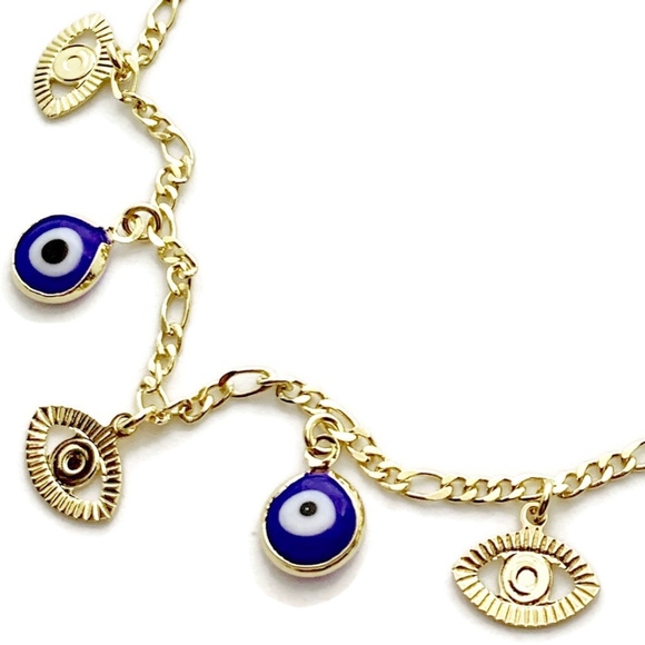 Evil Eye Charm anklet 18kts of Gold Plated - Picture 4 of 6